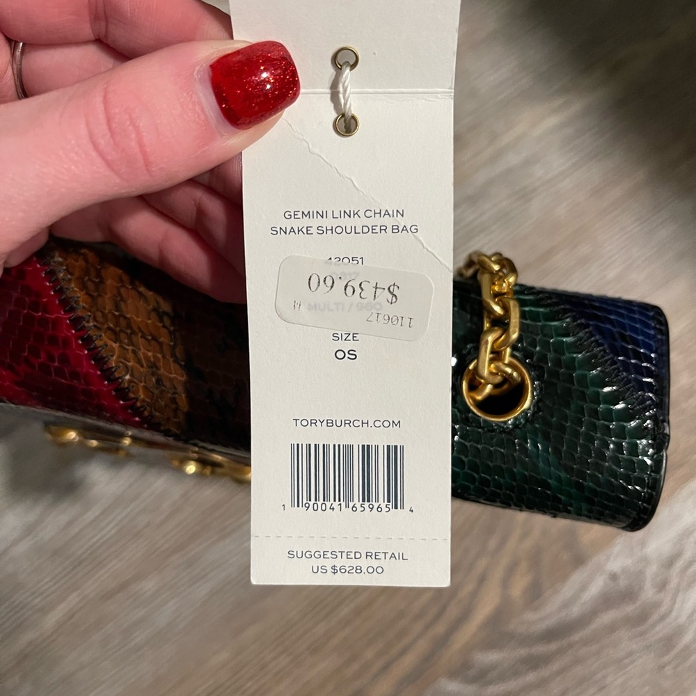 Brand New with Tags Tory Burch Gemini Link Chain Snake Shoulder Bag